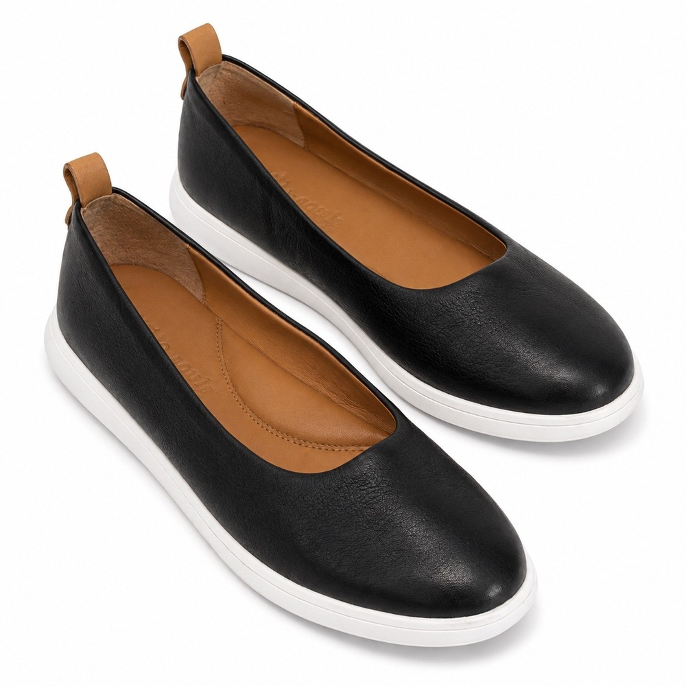 Gentle Souls Kenneth Cole Bella Black Leather Ballet Flats women's 8.5 (Fit 9.5)